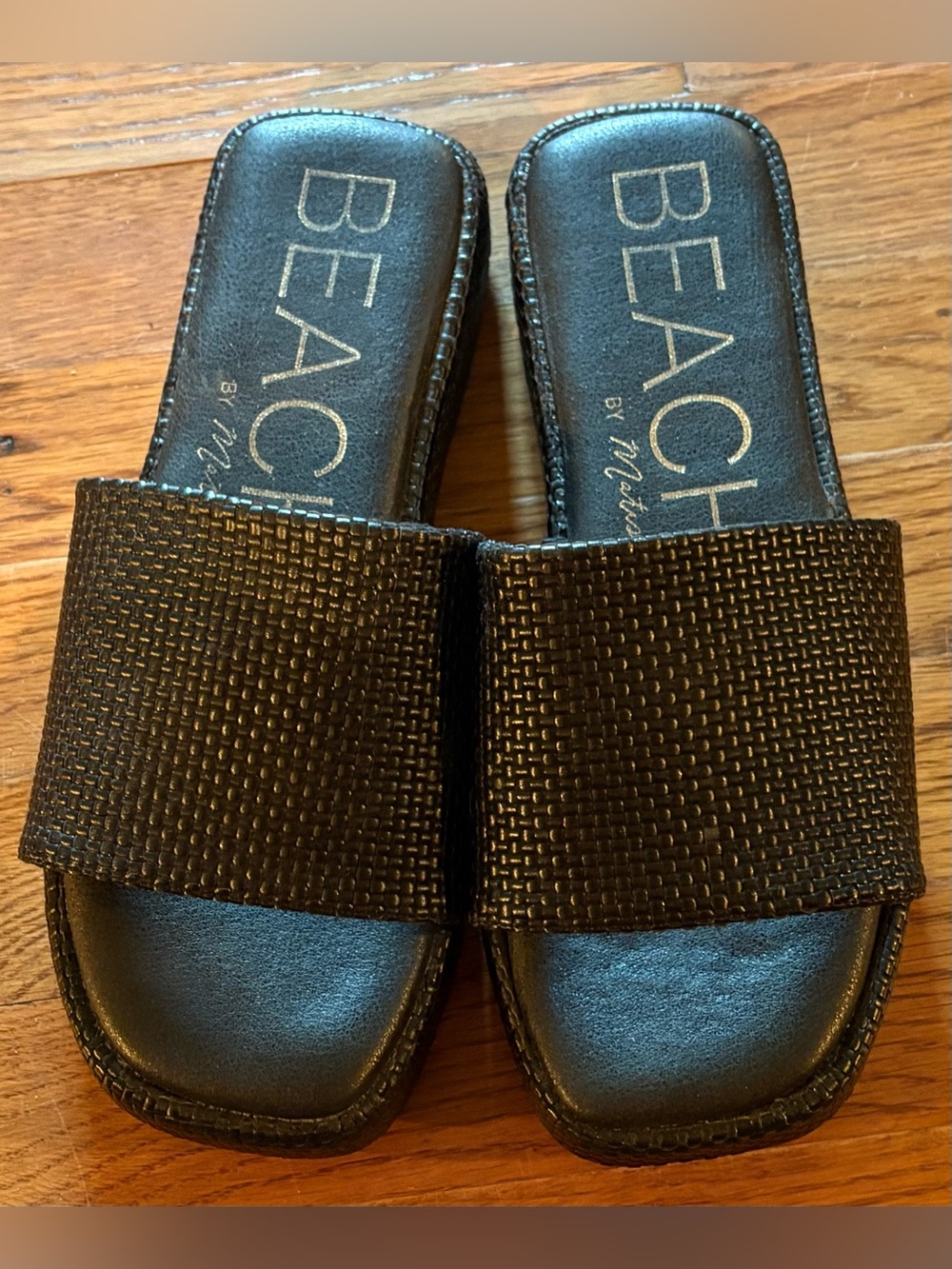 Beach by Matisse Black Platform Slides, Size 10, NWOT